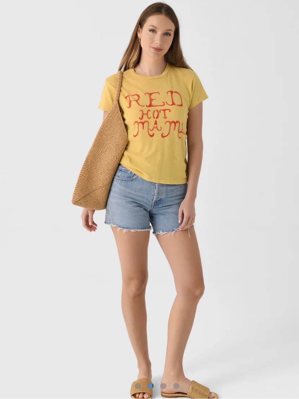 MOTHER The Sinful "Red Hot Mama" Graphic Tee – S- Yellow/Red- MSRP $130 - Picture 2 of 9